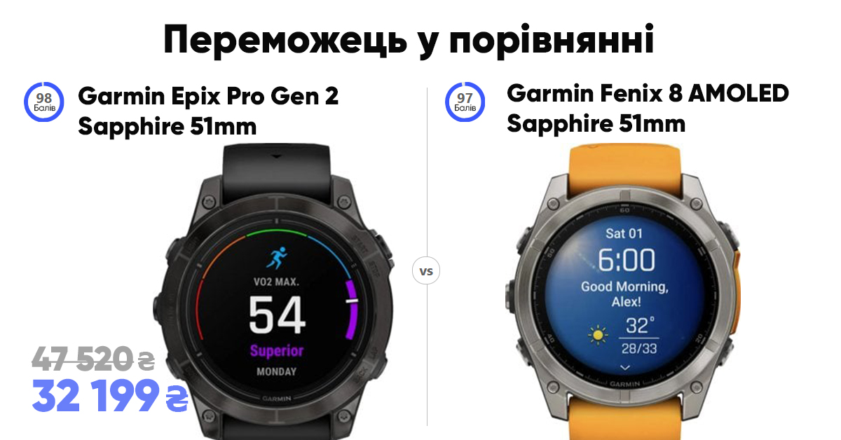 Garmin Epix Pro Gen 2 Sapphire 51mm vs Garmin Fenix 8 AMOLED Sapphire 51mm