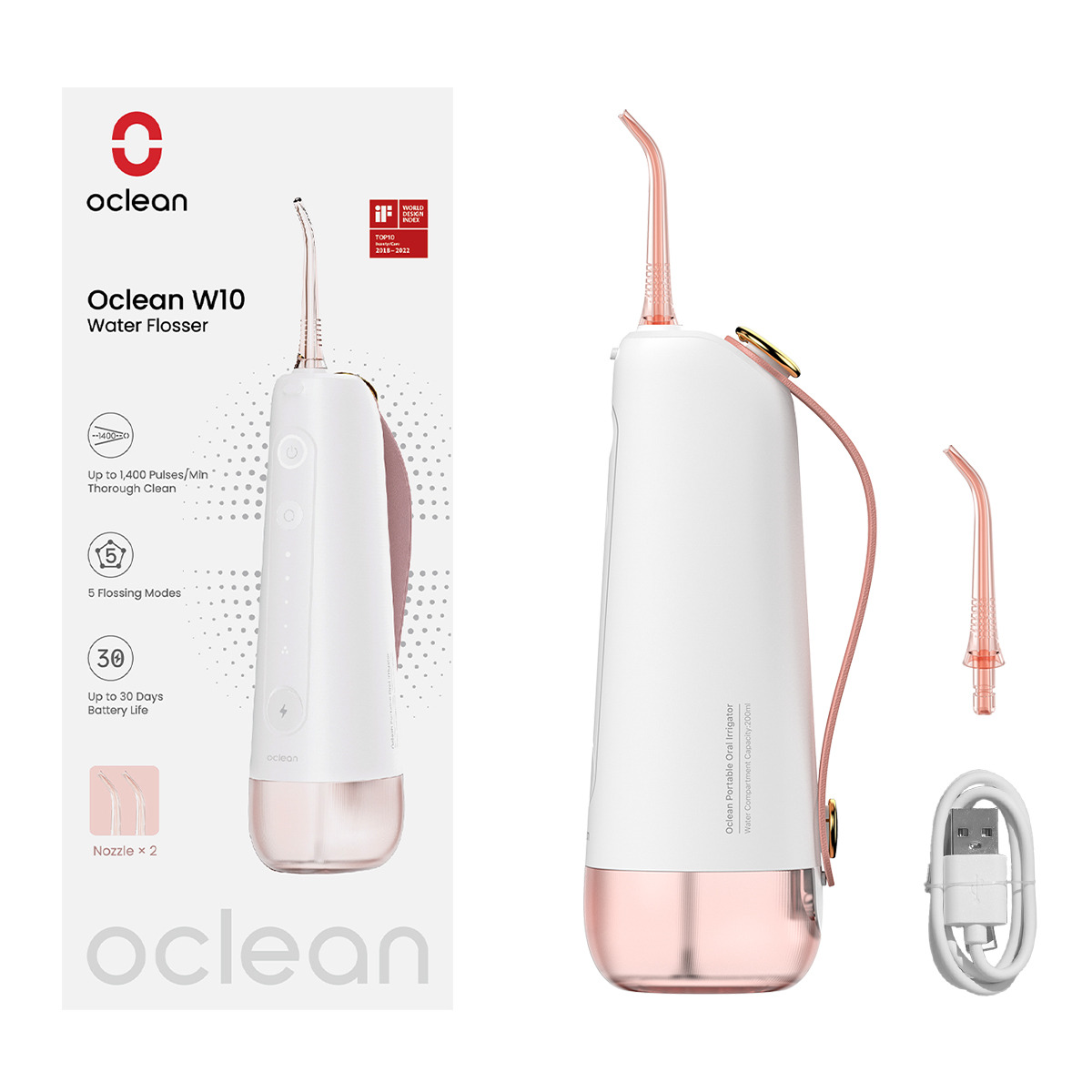 Іригатор Oclean W10 Pink NEW-2 NOZZLES