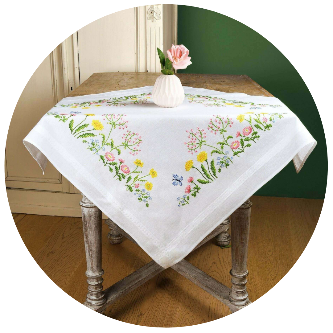  Vervaco - Tablecloth - Field Flowers (Cross Stitch Kit) 