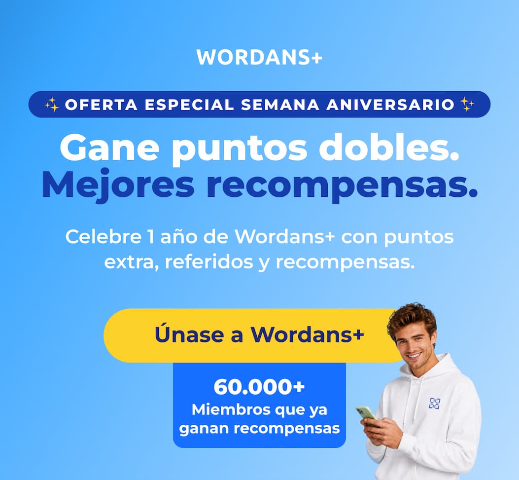 WORDANS+ anniversary WEEK SPECIAL OFFER Earn Double Points. Get Bigger Rewards. Celebrate 1 year of Wordans+ with bonus points, referrals and rewards. Join Wordans+ 60,000+ Members already earning rewards