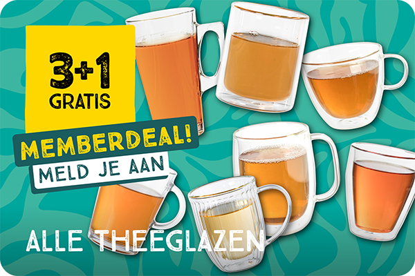 Alle theeglazen 3+1 gratis