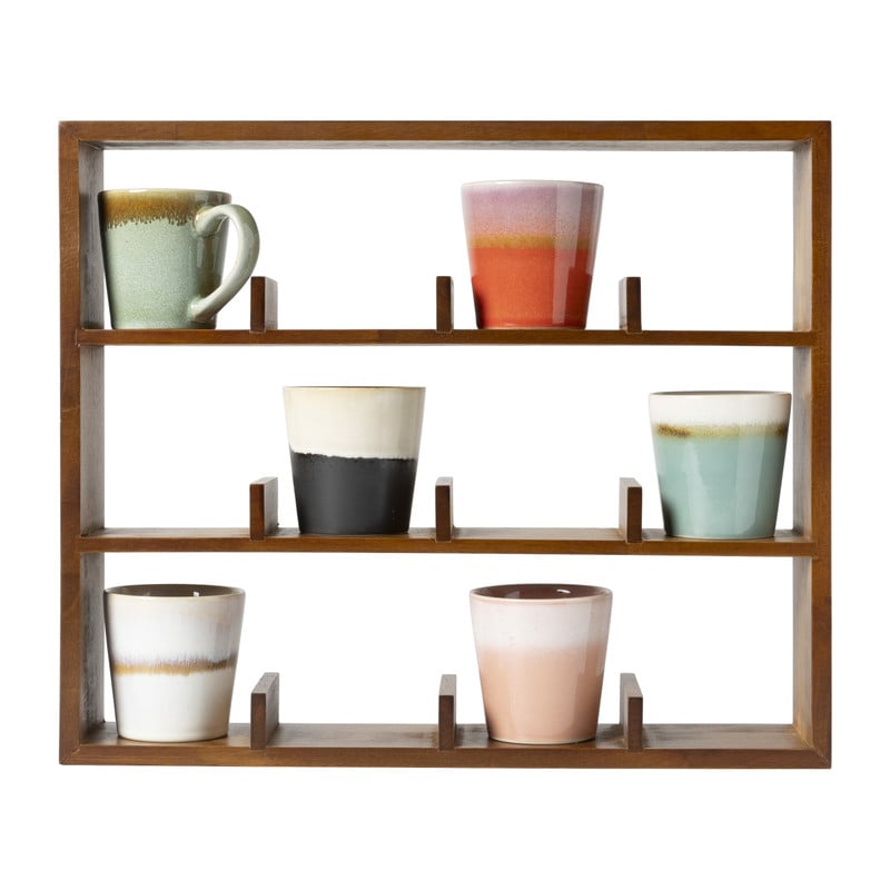 Wandkastje voor 12 mokken - bruin - 45x38x9 cm