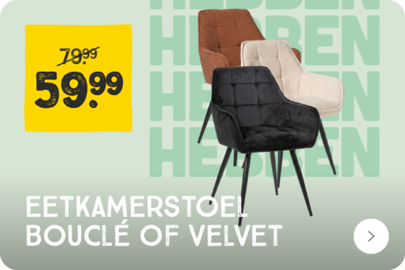 Eetkamerstoel bouclé of velvet