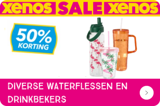 Diverse waterflessen en drinkbekers