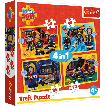 TREFL FIREMAN SAM Palapelisetti 4 in 1 Palomies Sami