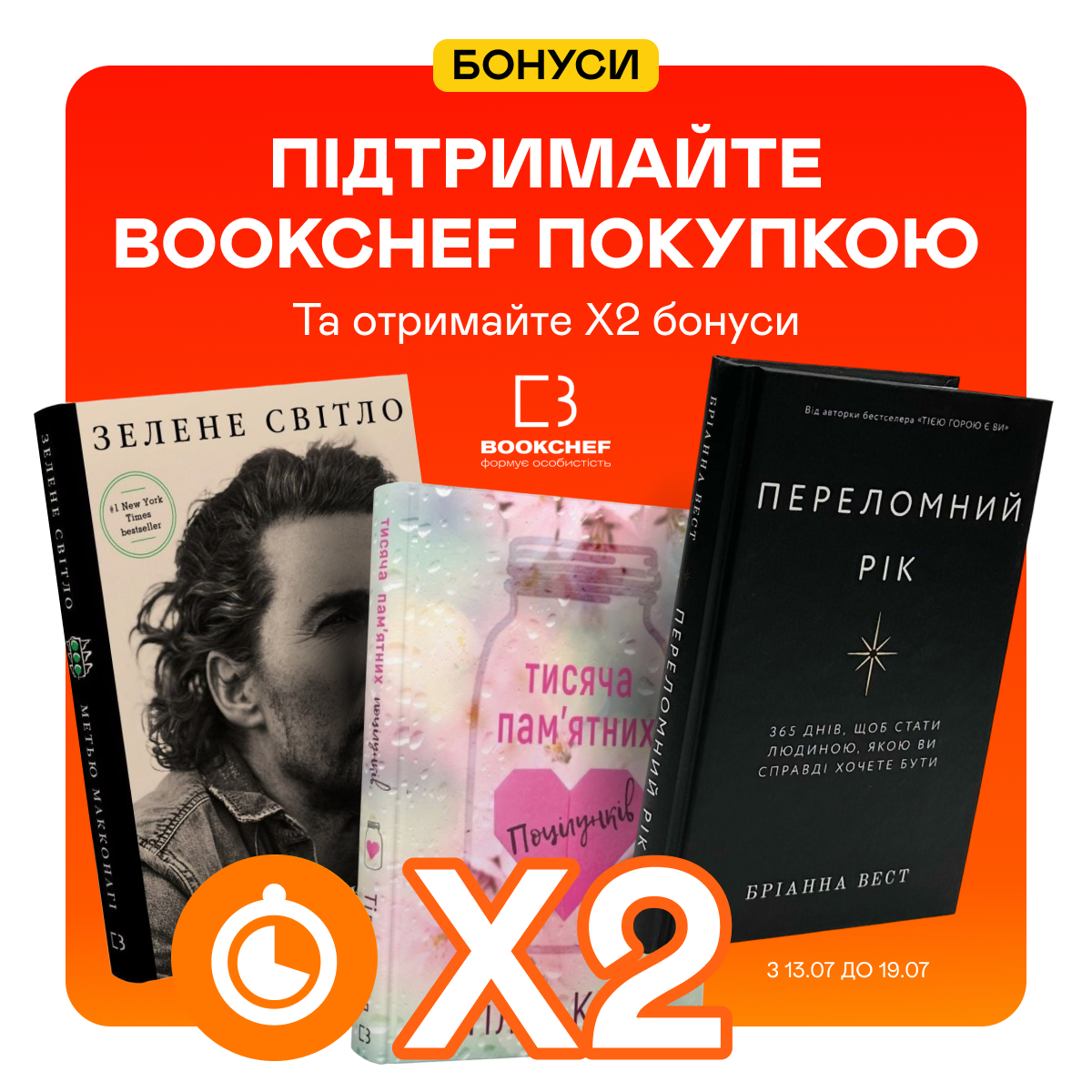 Подвійні швидкі бонуси за замовлення книжок BookChef 