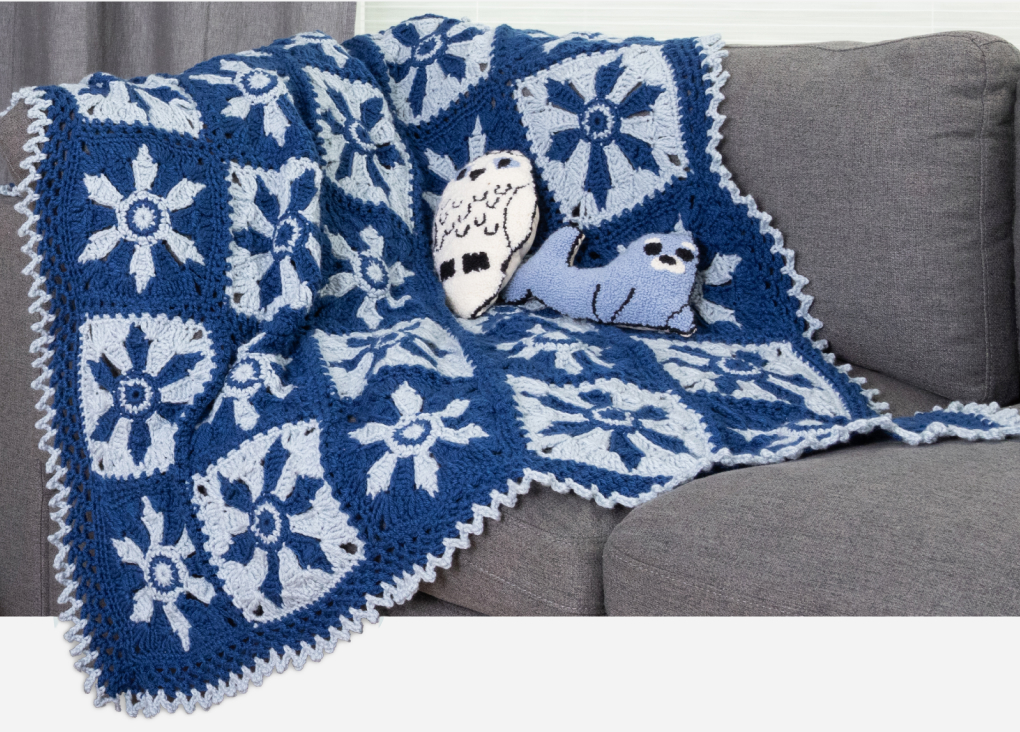 Flying Snowflakes Crochet Throw Pattern