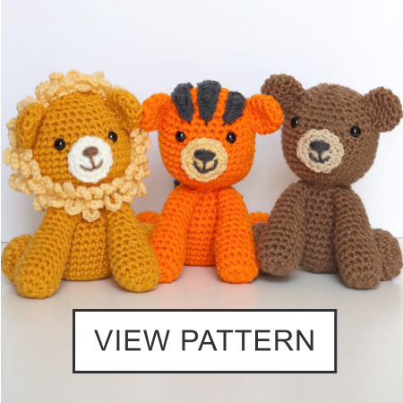 Download Crochet Lion, Tiger, & Bear Amigurumi Pattern