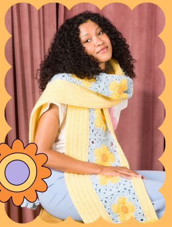 Crochet Flower Power Scarf