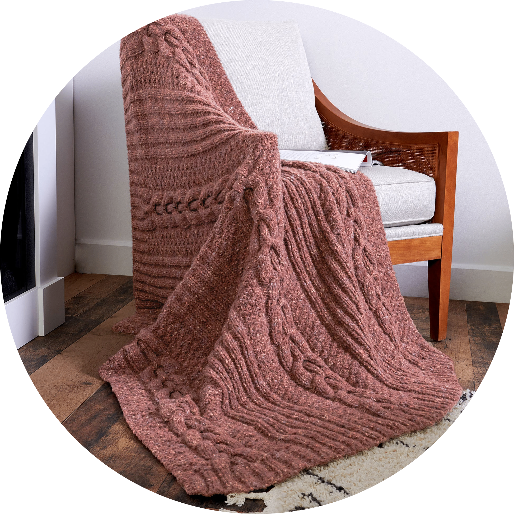 Ribbing & Cables Knit Blanket Pattern