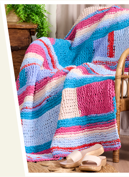 Free Patchwork Shifting Stripes Garter Knit Blanket Pattern