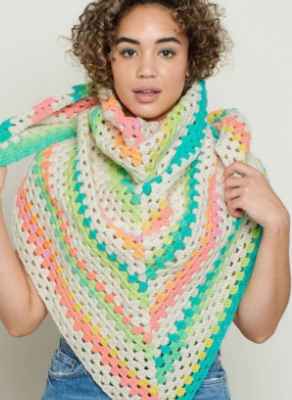Staggered Stripes Crochet Shawl - Free Pattern
