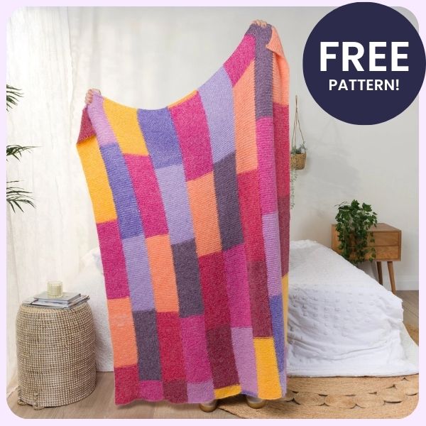 Caron Knit Straight Strip Blanket Pattern