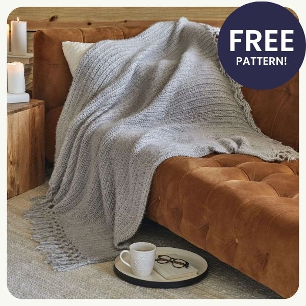 Red Heart Crochet Cozy Time Fringe Throw Pattern