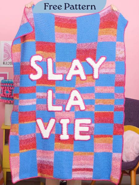 Red Heart Crochet Check My Text Blanket