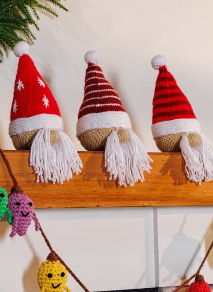 Caron Knit Trio of Marching Gnomes Pattern