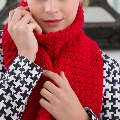 Red Heart Crochet Berry Stitch Scarf Pattern