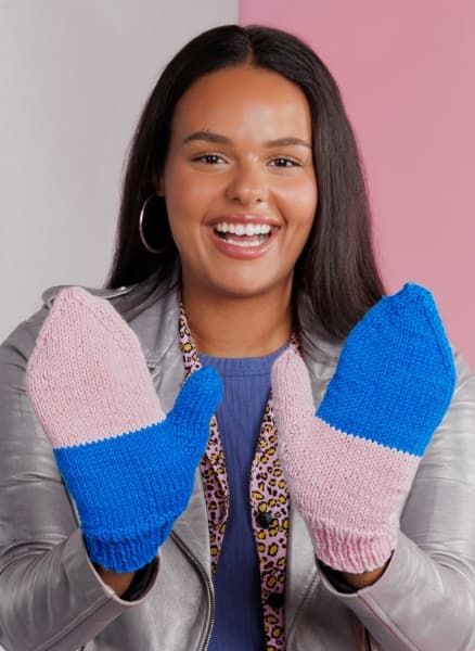 Red Heart Even Odds Knit Mittens Pattern