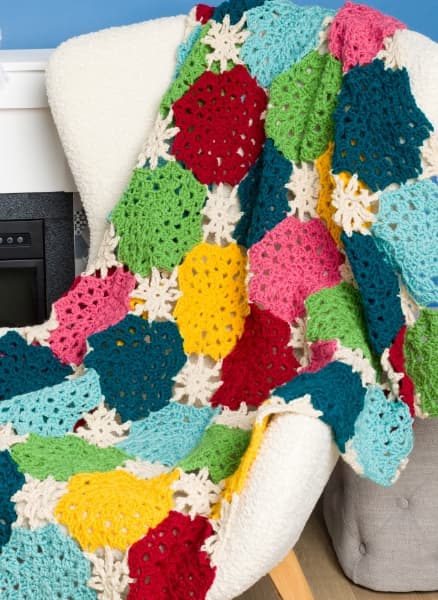Caron Crochet Snowflake Blocks Blanket Pattern