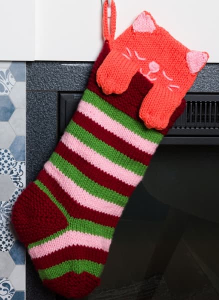 Caron Knit Meowy Christmas Stocking Pattern