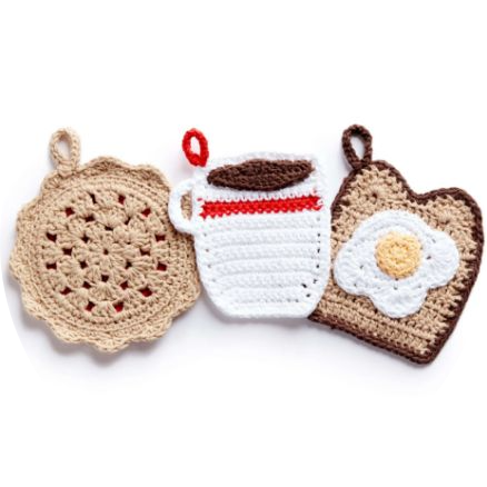 Crochet Pot Holder Diner Trio Pattern