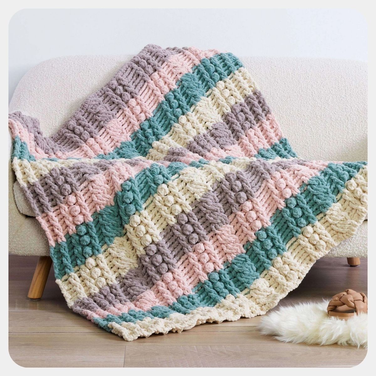 Bernat Study of Puff Dessert Crochet Blanket