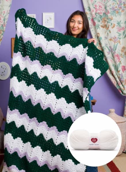 Free Red Heart Love You Forever Crochet Blanket Pattern