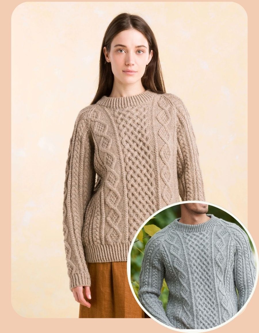 Free Knit Honeycomb Aran Sweater Pattern