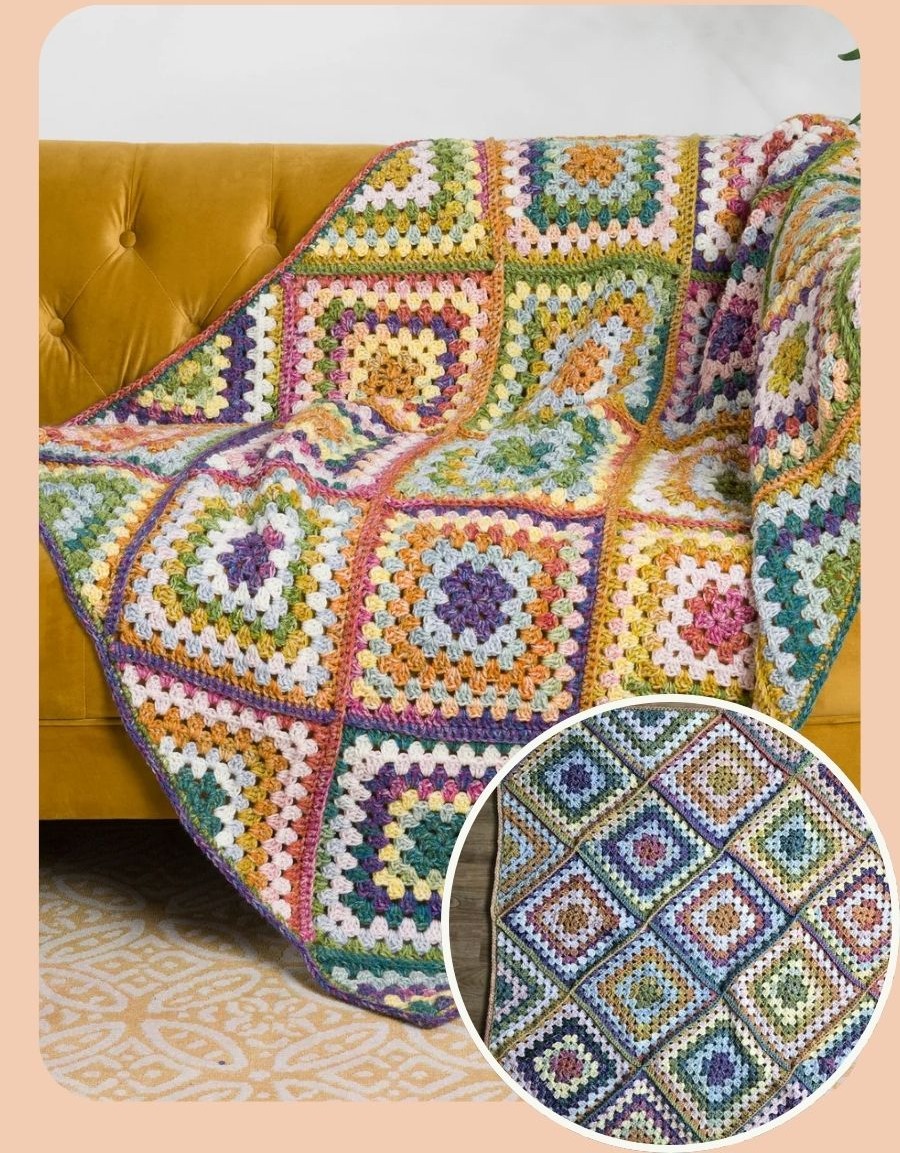 Free Crochet Granny Goes Random Blanket Pattern
