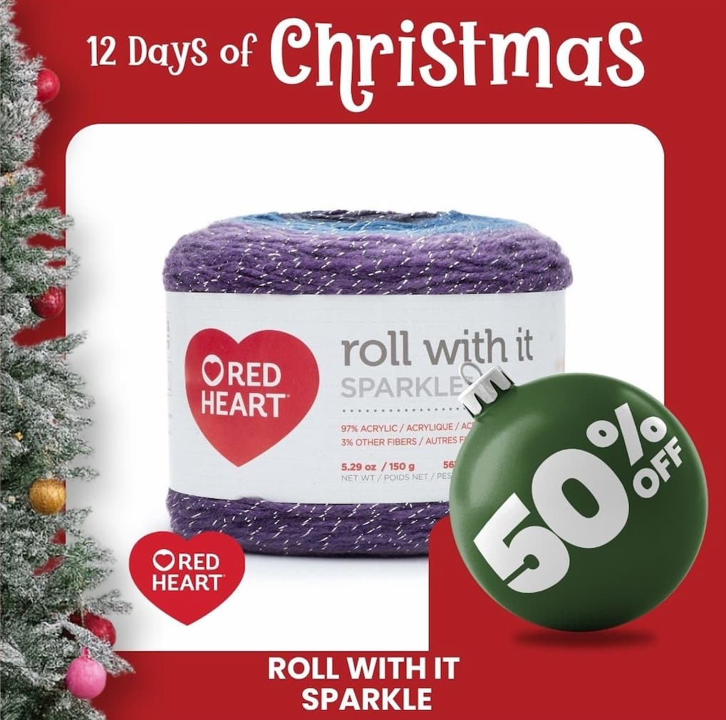 12 days of Christmas - Day 3: Red Heart Roll With It Sparkle