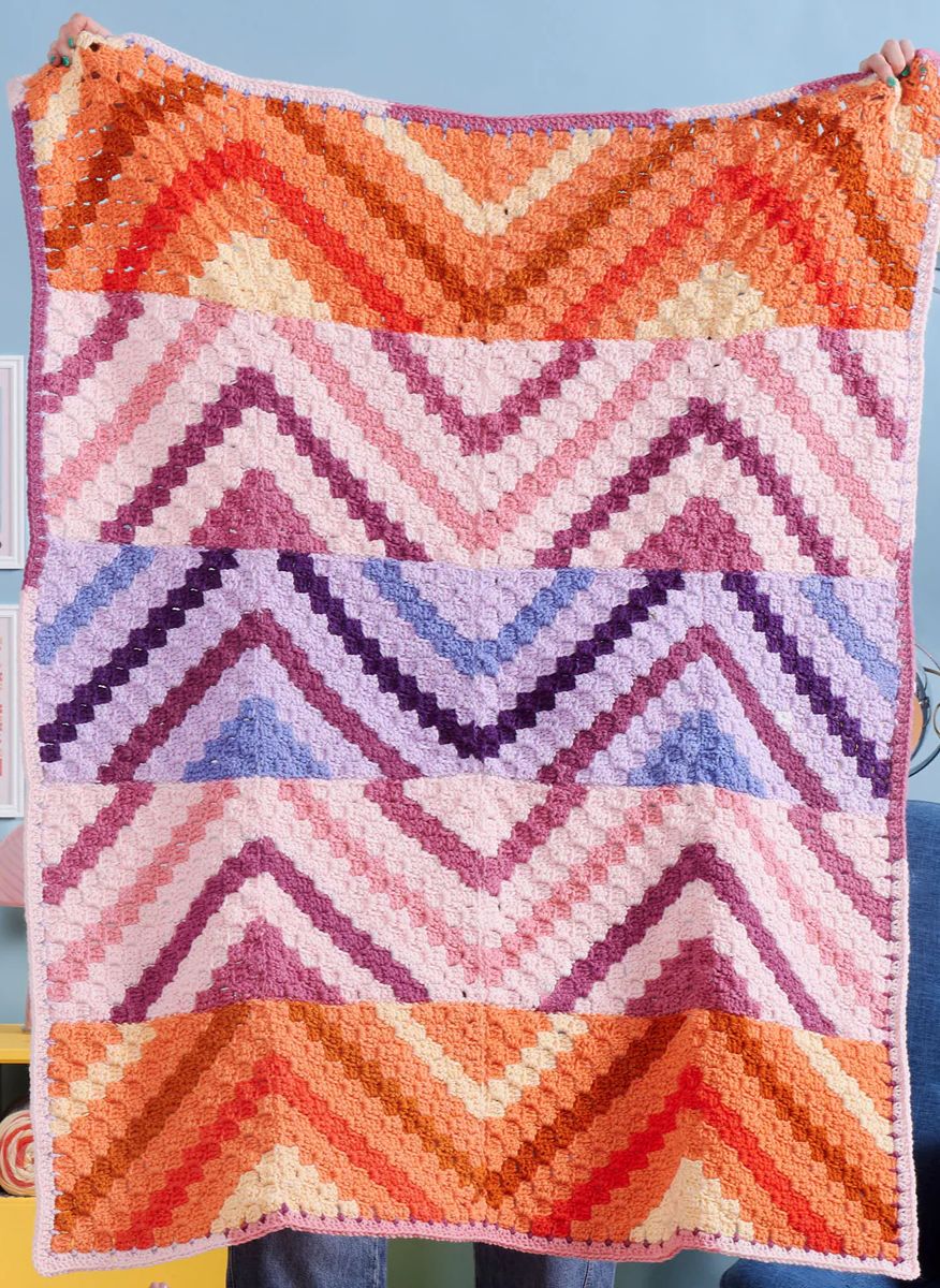 Free Crochet Waveform Panels Blanket Pattern