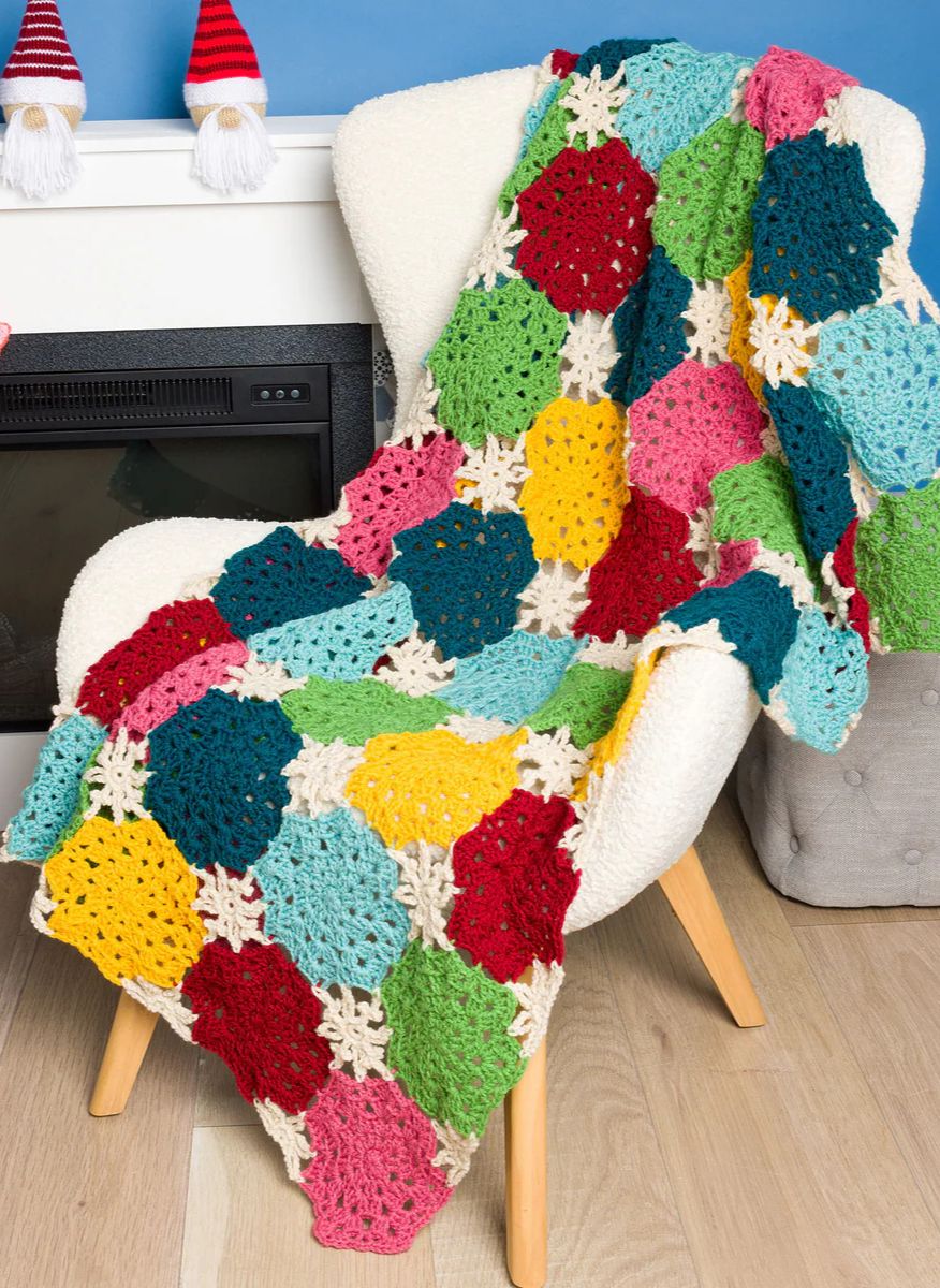 Free Crochet Snowflake Blocks Blanket Pattern