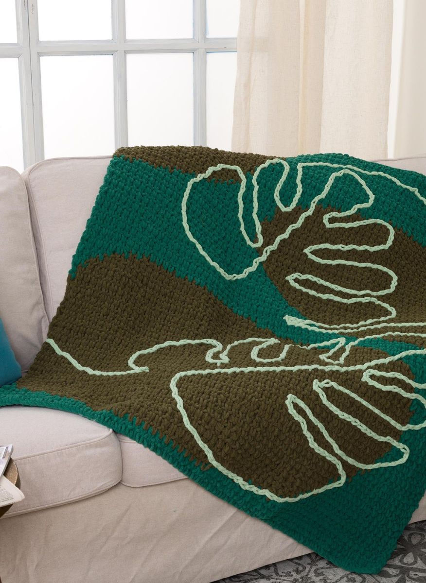 Free Crochet Modern Monstera Blanket Pattern