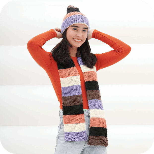 Free Scrappy Knit Hat & Scarf Pattern