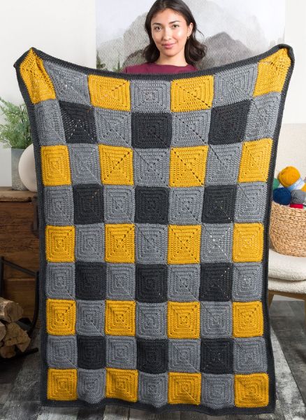 Free Cabin Plaid Crochet Blanket Pattern