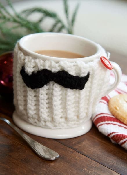 Free Crochet Mustache Mug Hug Pattern