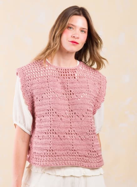 Caron Crochet Filet Heart Vest