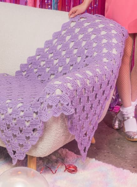 Red Heart Crochet Heart-y Lace Blanket