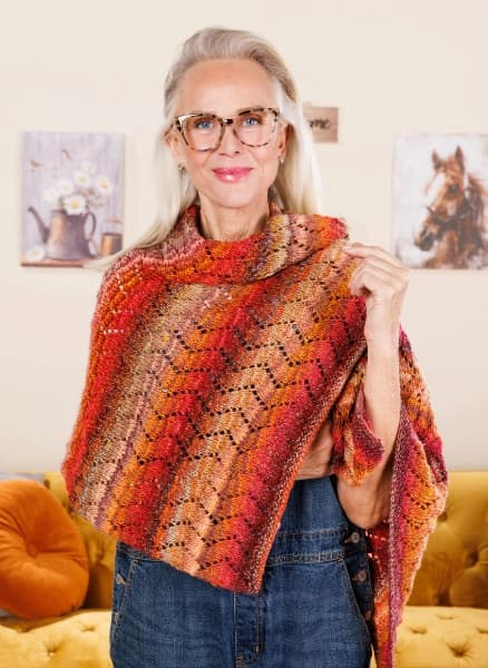 Free Knit Chevron Eyelets Shawl Pattern