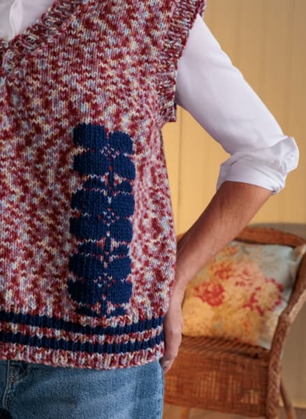 Free Duplicate Stitches in Bloom Knit Vest Pattern
