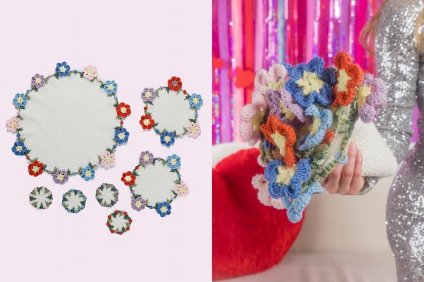 Free Bunch of Flowers Crochet Table Set Pattern