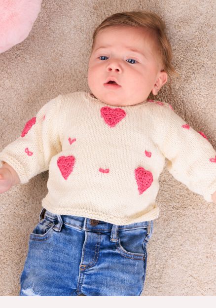 Free Heart Baby Pullover to Knit Pattern