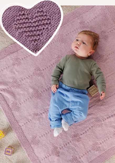 Free Belle Cœur Knit Baby Blanket Pattern
