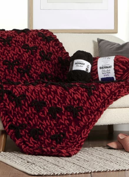 Free Put a Bow on it Table Knit Blanket Pattern