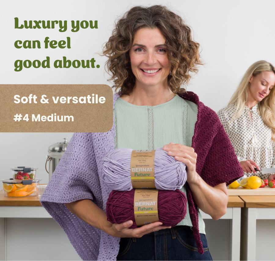 Bernat Free Crochet Contrast Corner Shawl Pattern