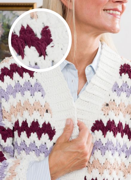  Bernat Free Mini Chevron Crochet Cardigan Pattern