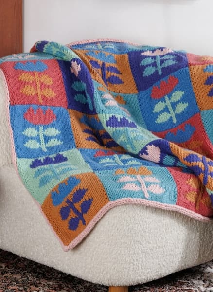 Free Meadow Mosaic Knit Blanket Pattern
