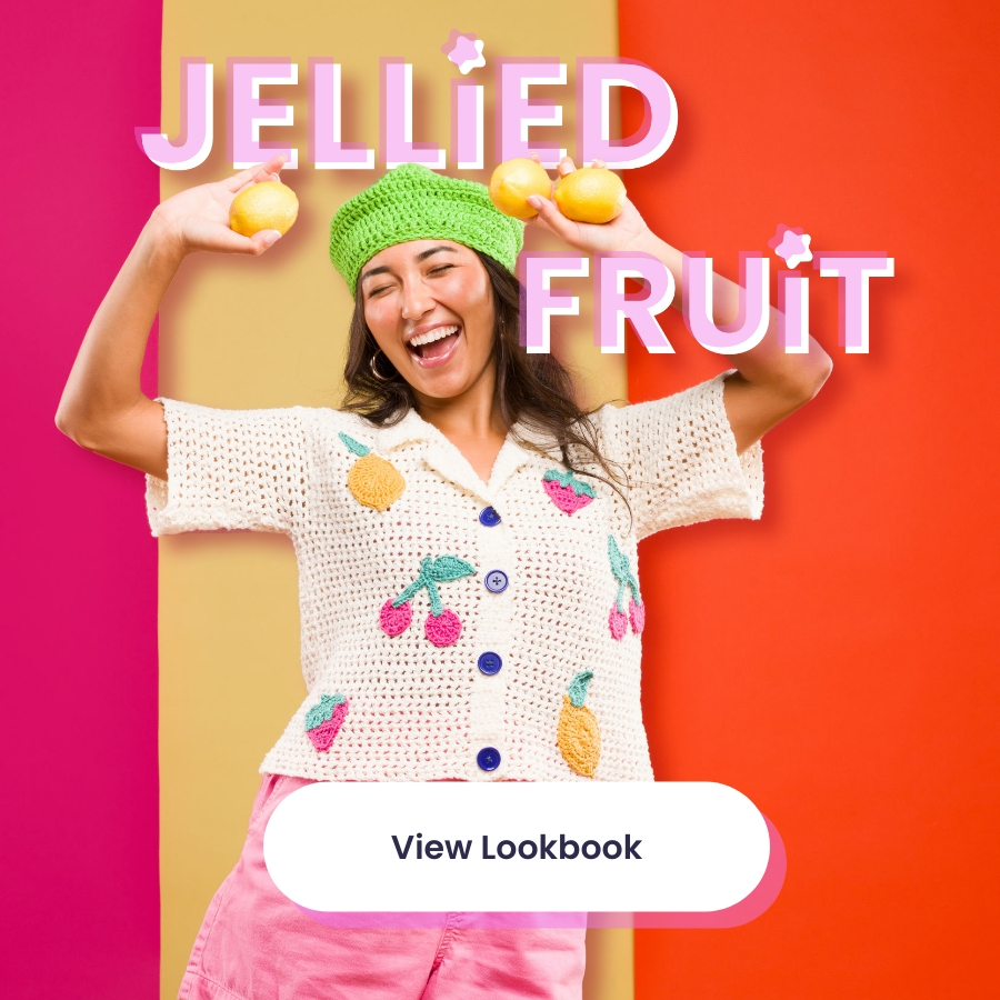 Bite into a juicy new pattern bursting with the sweet colors of seasonal fruit.