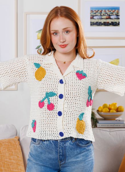Free Crochet Fruit Bowl Camp Shirt Pattern