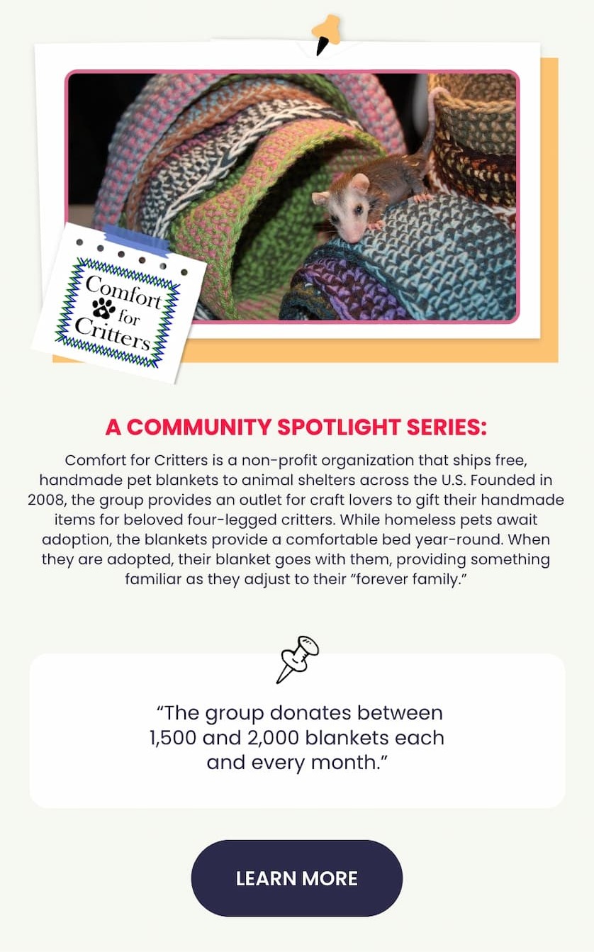 Charity Stitchers: Comfort for Critters